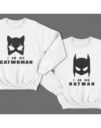 Парные свитшоты для влюбленных "I am his Catwoman (Я его женщина-кошка)"/"I am her Batman (Я ее бэтмен)" Парные свитшоты для влюбленных "I am his Catwoman (Я его женщина-кошка)"/"I am her Batman (Я ее бэтмен)"